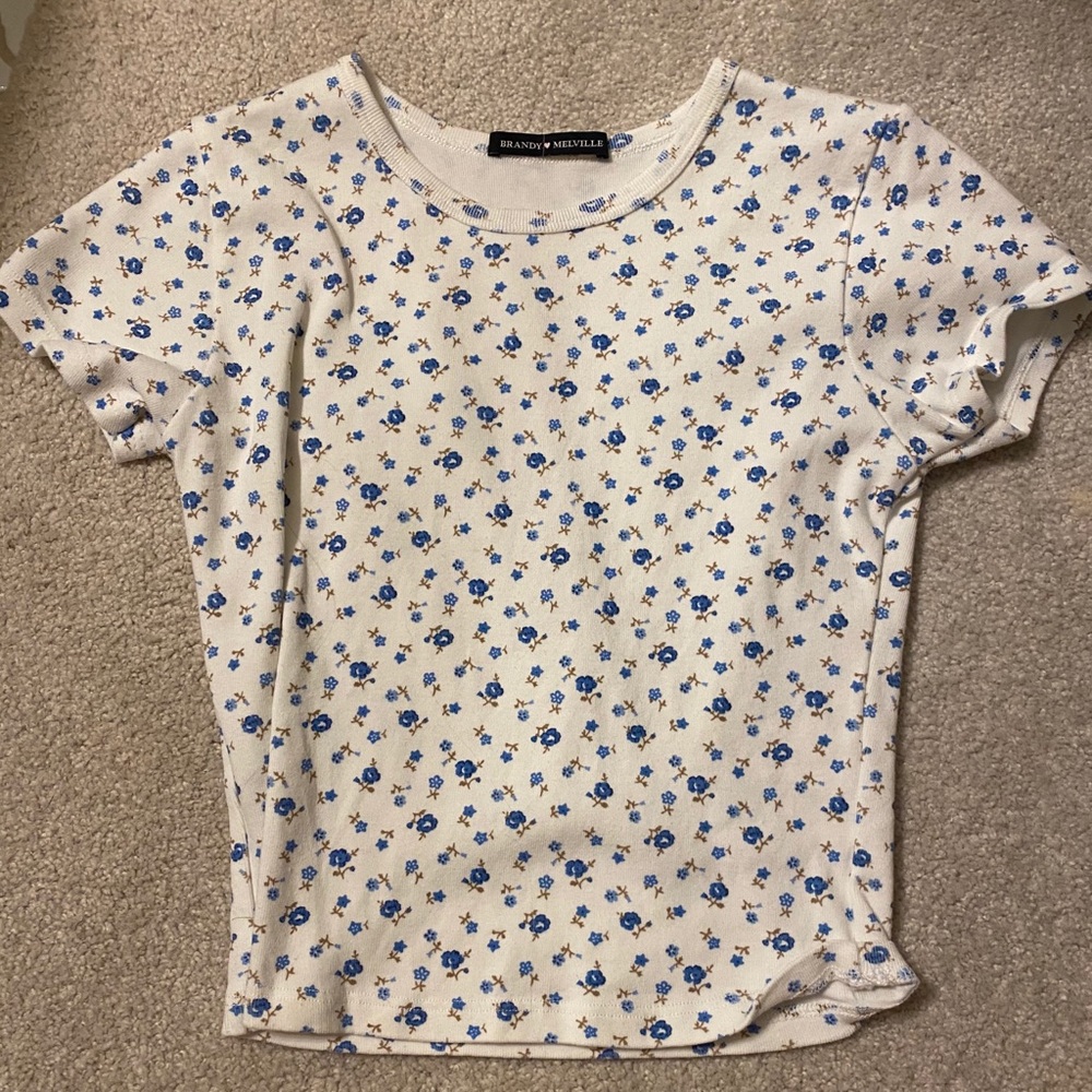 Brandy Melville white floral top.